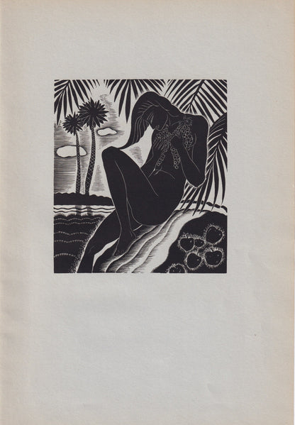 1931 JAMES REID Print - Nude Wall Art - Wood Engraving Nude - Naked Body Print - Song of Songs - Original Antique Print - 7 x 10 Inches