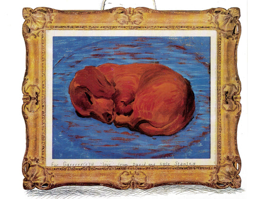 Vintage 1994 DAVID HOCKNEY Print - Red Dachshund, Exhibition Poster - Hockney Wall Art - Hockney Poster - 10.25 x 14 Inches