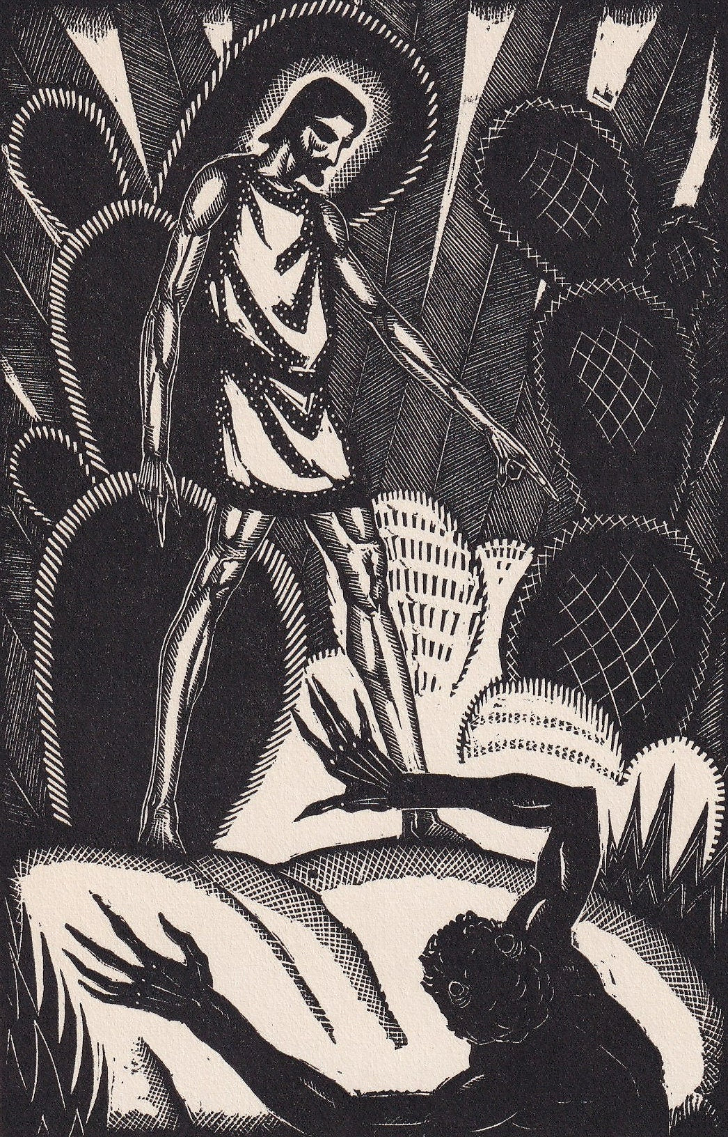 1930 JAMES REID Wood Engraving - 'Jesus Rejecting Satan' - Bible Wood Engraving - Bible Art - Christian Art - 6 x 9.15 Inches