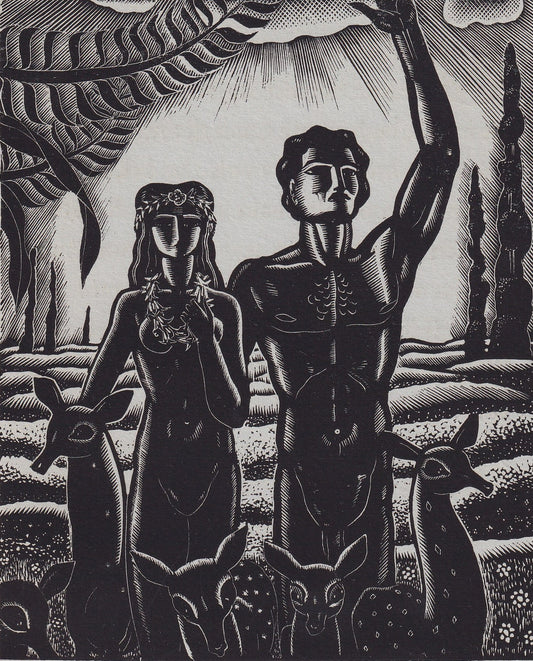 1931 JAMES REID Print - Nude Wall Art - Wood Engraving Nude - Naked Body Print - Song of Songs - Original Antique Print - 7 x 10 Inches