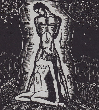 1931 JAMES REID Print - Nude Wall Art - Wood Engraving Nude - Naked Body Print - Song of Songs - Original Antique Print - 7 x 10 Inches