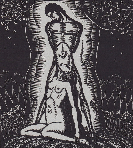 1931 JAMES REID Print - Nude Wall Art - Wood Engraving Nude - Naked Body Print - Song of Songs - Original Antique Print - 7 x 10 Inches