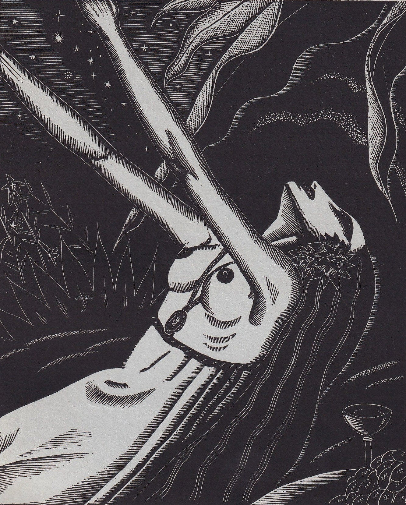 1931 JAMES REID Print - Nude Wall Art - Wood Engraving Nude - Naked Body Print - Song of Songs - Original Antique Print - 7 x 10 Inches