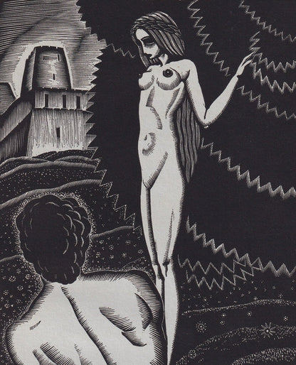 1931 JAMES REID Print - Nude Wall Art - Wood Engraving Nude - Naked Body Print - Song of Songs - Original Antique Print - 7 x 10 Inches