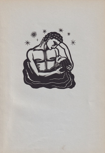 1931 JAMES REID Print - Nude Wall Art - Wood Engraving Nude - Naked Body Print - Song of Songs - Original Antique Print - 7 x 10 Inches