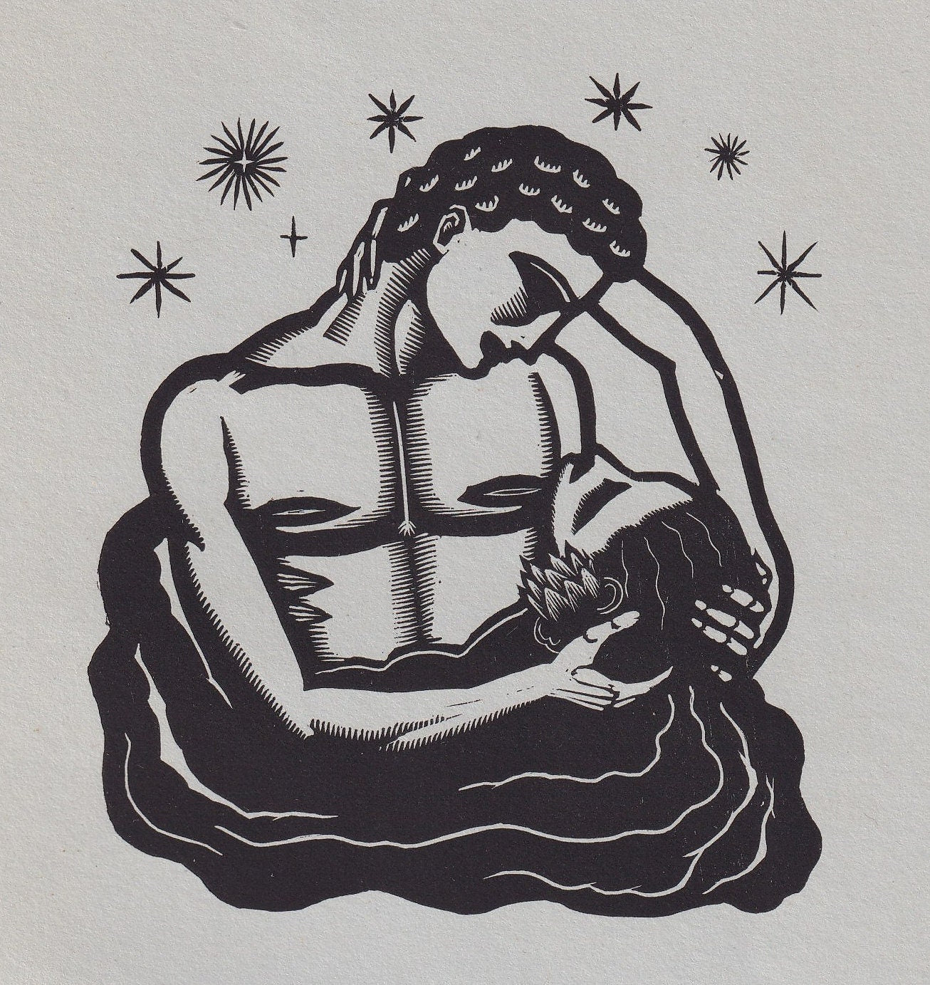 1931 JAMES REID Print - Nude Wall Art - Wood Engraving Nude - Naked Body Print - Song of Songs - Original Antique Print - 7 x 10 Inches