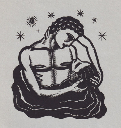 1931 JAMES REID Print - Nude Wall Art - Wood Engraving Nude - Naked Body Print - Song of Songs - Original Antique Print - 7 x 10 Inches