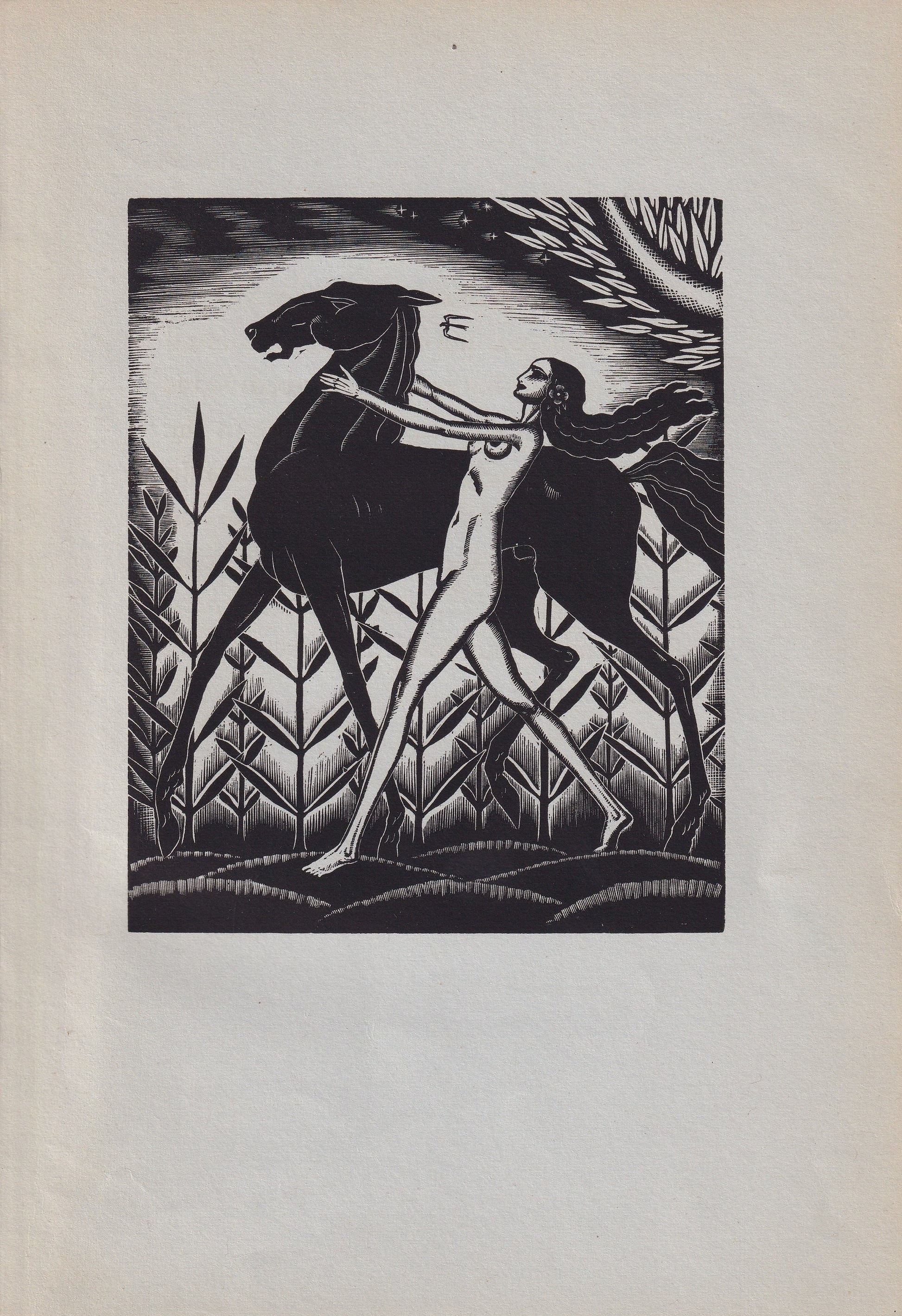 1931 JAMES REID Print - Nude Wall Art - Wood Engraving Nude - Naked Body Print - Song of Songs - Original Antique Print - 7 x 10 Inches