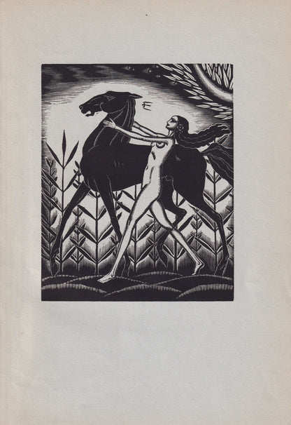 1931 JAMES REID Print - Nude Wall Art - Wood Engraving Nude - Naked Body Print - Song of Songs - Original Antique Print - 7 x 10 Inches