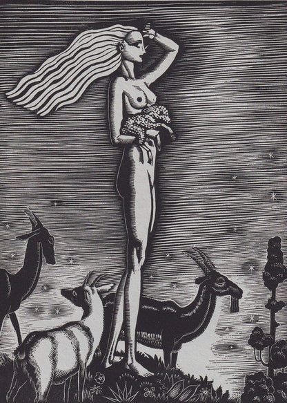 1931 JAMES REID Print - Nude Wall Art - Wood Engraving Nude - Naked Body Print - Song of Songs - Original Antique Print - 7 x 10 Inches