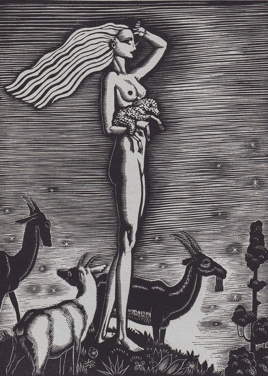 1931 JAMES REID Print - Nude Wall Art - Wood Engraving Nude - Naked Body Print - Song of Songs - Original Antique Print - 7 x 10 Inches