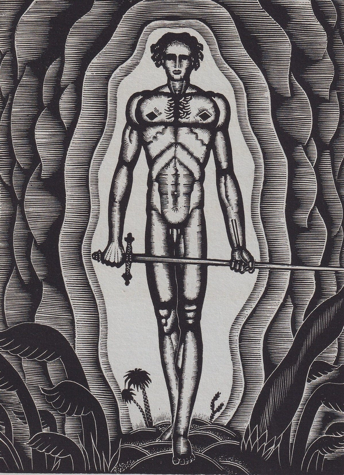 1931 JAMES REID Print - Nude Wall Art - Wood Engraving Nude - Naked Body Print - Song of Songs - Original Antique Print - 7 x 10 Inches