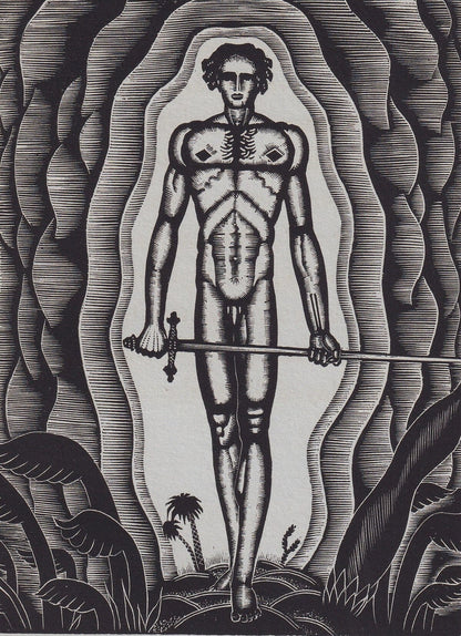 1931 JAMES REID Print - Nude Wall Art - Wood Engraving Nude - Naked Body Print - Song of Songs - Original Antique Print - 7 x 10 Inches