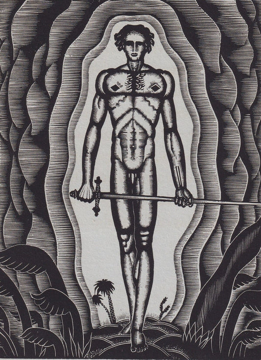 1931 JAMES REID Print - Nude Wall Art - Wood Engraving Nude - Naked Body Print - Song of Songs - Original Antique Print - 7 x 10 Inches