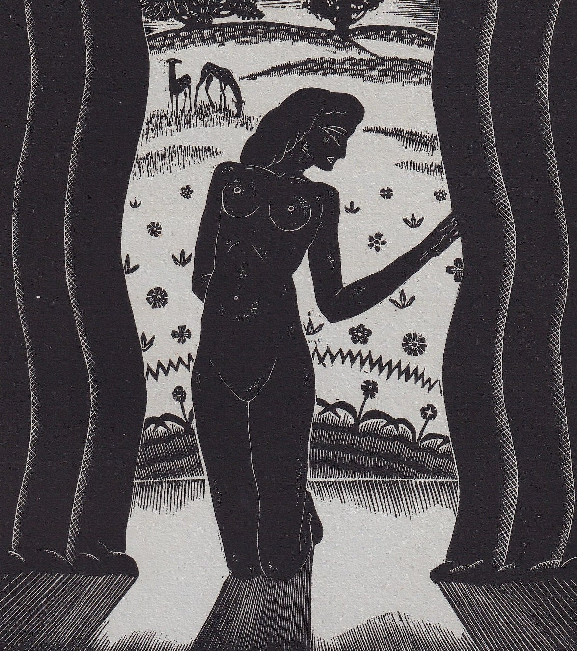 1931 JAMES REID Print - Nude Wall Art - Wood Engraving Nude - Naked Body Print - Song of Songs - Original Antique Print - 7 x 10 Inches