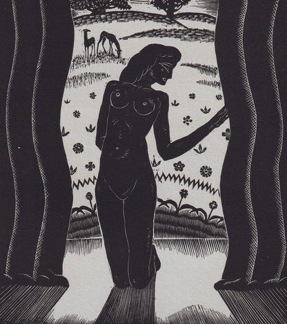 1931 JAMES REID Print - Nude Wall Art - Wood Engraving Nude - Naked Body Print - Song of Songs - Original Antique Print - 7 x 10 Inches