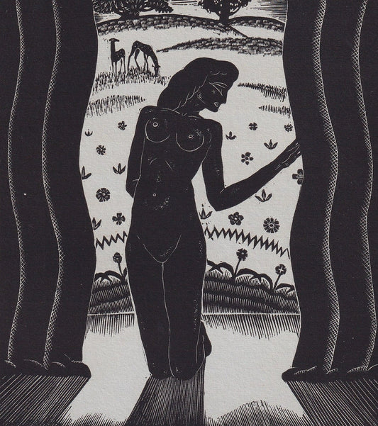 1931 JAMES REID Print - Nude Wall Art - Wood Engraving Nude - Naked Body Print - Song of Songs - Original Antique Print - 7 x 10 Inches