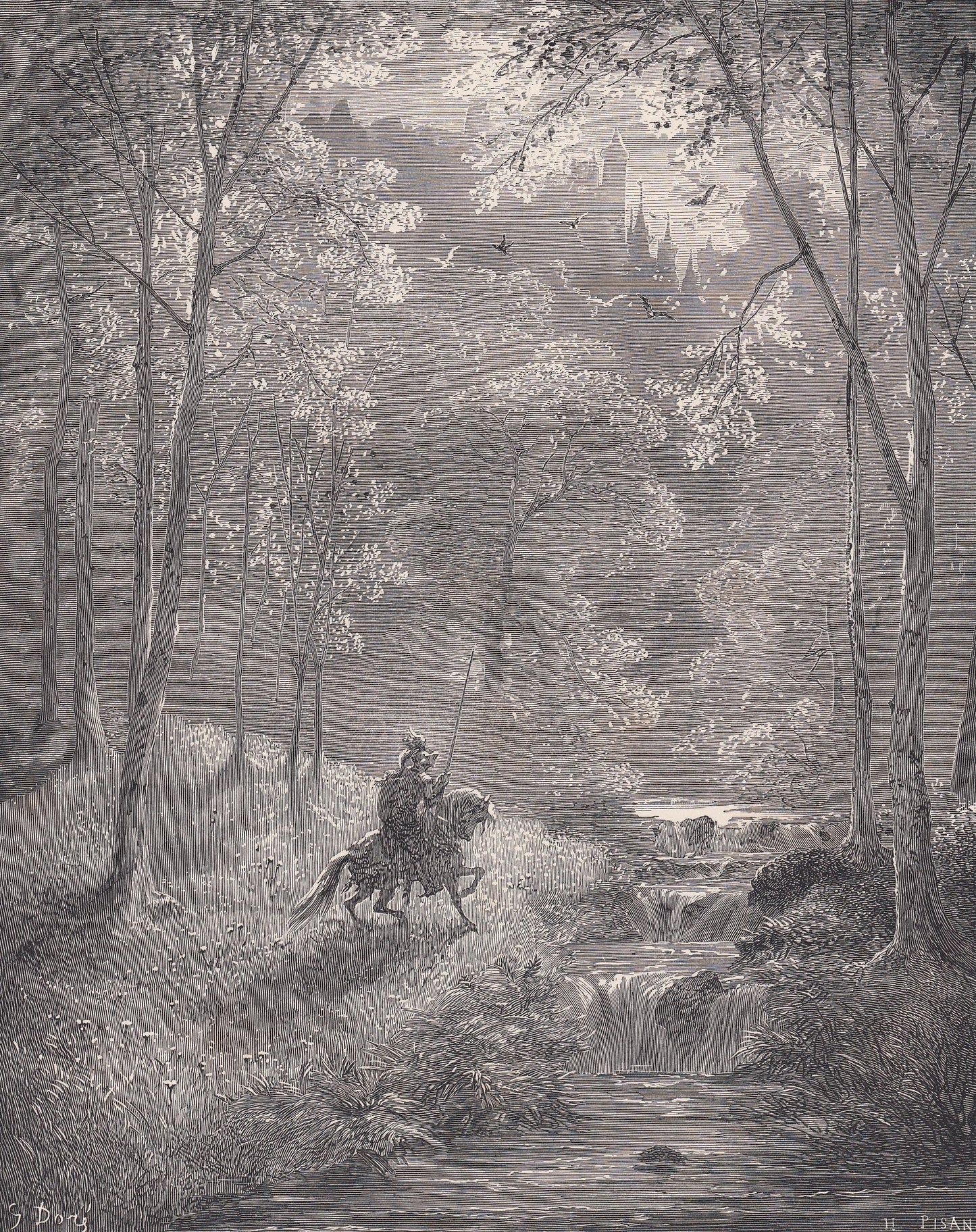 1870 GUSTAVE DORE Print - "Fairyland" - Dore Wall Art - Dore Engraving - 8.5 x 12.2 Inches