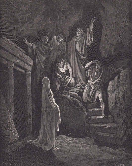 1870 GUSTAVE DORE Print - "The Resurrection of Lazarus" - Dore Wall Art - Dore Engraving - 8.5 x 12.2 Inches