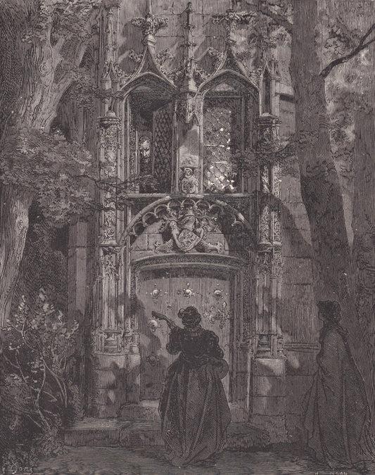 1870 GUSTAVE DORE Print - "The Mock Serenade" - Dore Wall Art - Dore Engraving - 8.5 x 12.2 Inches