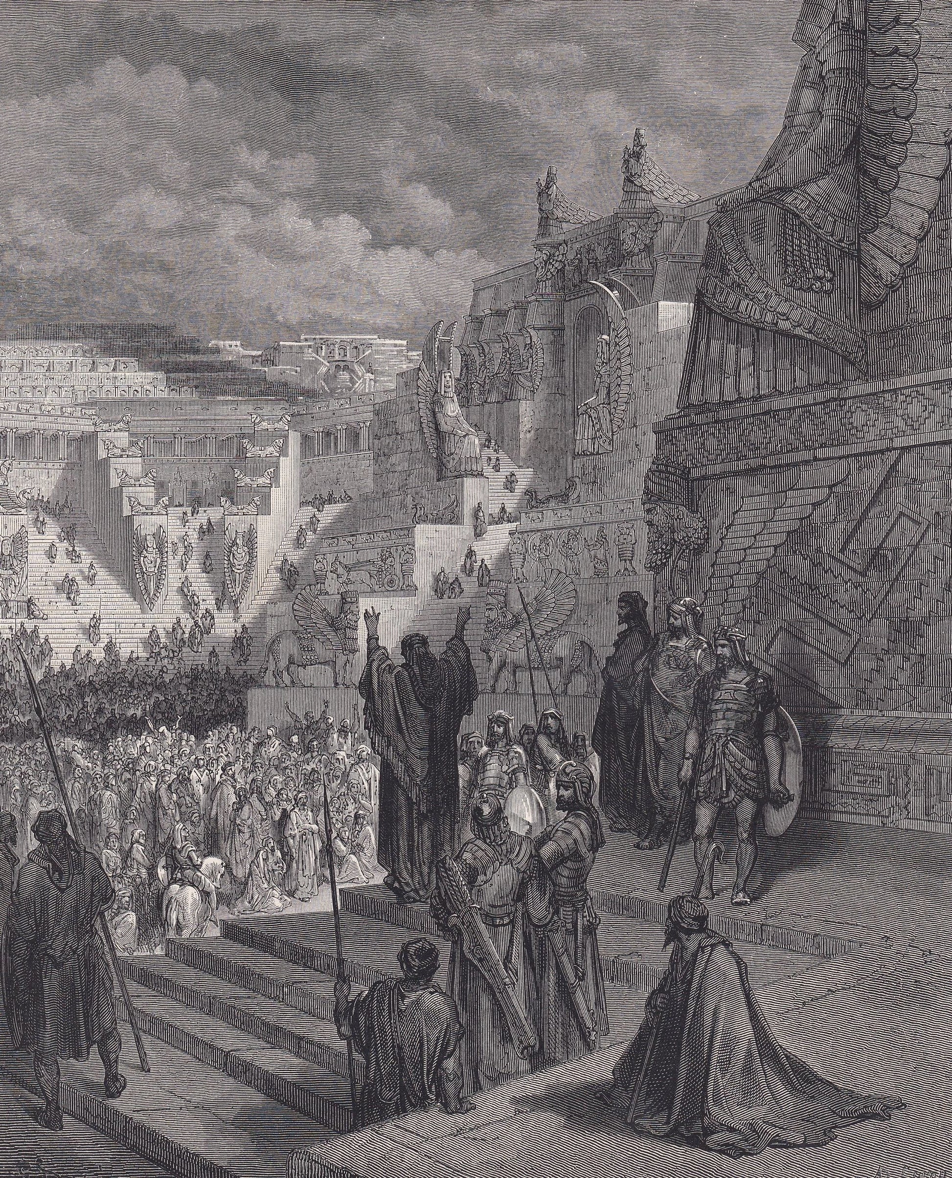 1870 GUSTAVE DORE Print - "Artaxerxes Granting Liberty to the Jews" - Dore Wall Art - Dore Engraving - 8.5 x 12.2 Inches