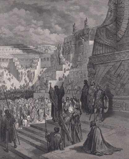1870 GUSTAVE DORE Print - "Artaxerxes Granting Liberty to the Jews" - Dore Wall Art - Dore Engraving - 8.5 x 12.2 Inches