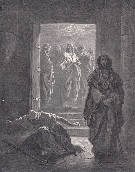 1870 GUSTAVE DORE Print - "The Pharisee and the Publican" - Dore Wall Art - Dore Engraving - 8.5 x 12.2 Inches