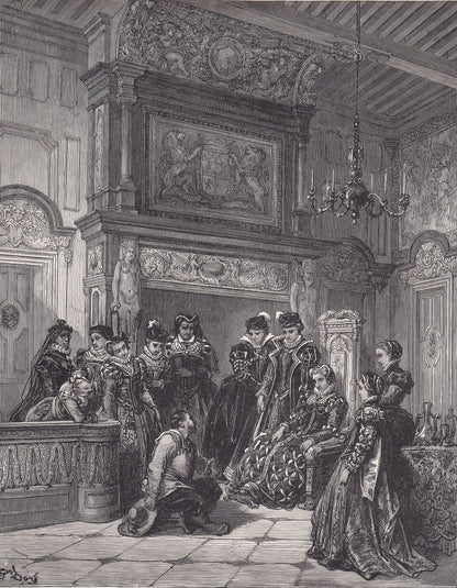 1870 GUSTAVE DORE Print - "Sancho and the Duchess" - Don Quixote - Dore Wall Art - Dore Engraving - 8.5 x 12.2 Inches