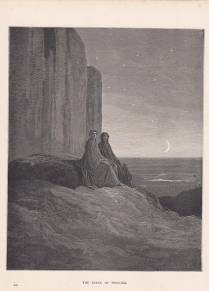 1870 GUSTAVE DORE Print - "The Break of Morning" - Dore Wall Art - Dore Engraving - 8.5 x 12.8 Inches