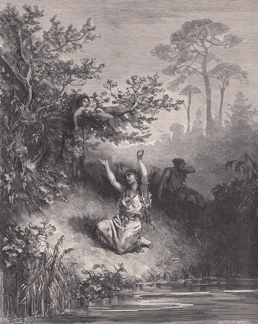 1870 GUSTAVE DORE Print - "The Indian Mother and Her Dead Child" - Dore Wall Art - Dore Engraving - 8.5 x 12.2 Inches