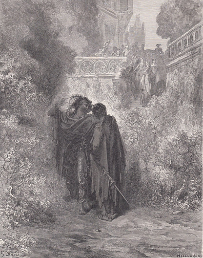 1870 GUSTAVE DORE Print - "The Fox and the Grapes" - Dore Wall Art - Antique Dore Engraving - 8.5 x 12.2 Inches