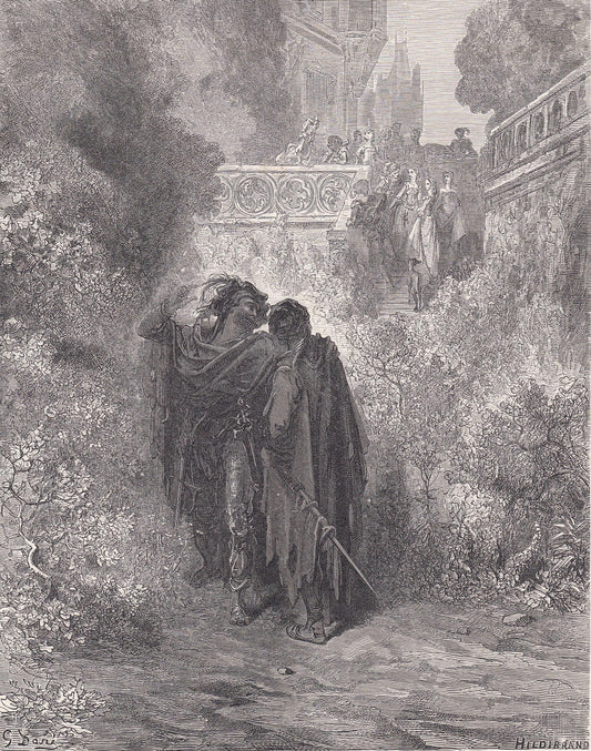 1870 GUSTAVE DORE Print - "The Fox and the Grapes" - Dore Wall Art - Antique Dore Engraving - 8.5 x 12.2 Inches