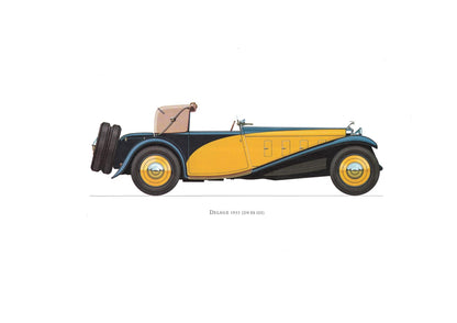 1960s LARGE CLASSIC CAR Print - Delage, 1933 - Classic Car Wall Art - Motor History - Car Lover Gift - Nursery Art - 15.5 x 11.7 Inches