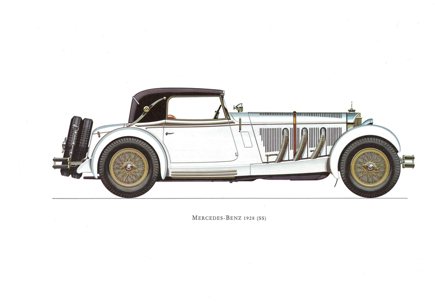 1960s LARGE CLASSIC CAR Print - Mercedes-Benz, 1928 - Classic Car Wall Art - Motor History - Car Gift - Nursery Art - 15.5 x 11.7 Inches