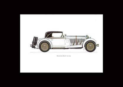 1960s LARGE CLASSIC CAR Print - Mercedes-Benz, 1928 - Classic Car Wall Art - Motor History - Car Gift - Nursery Art - 15.5 x 11.7 Inches