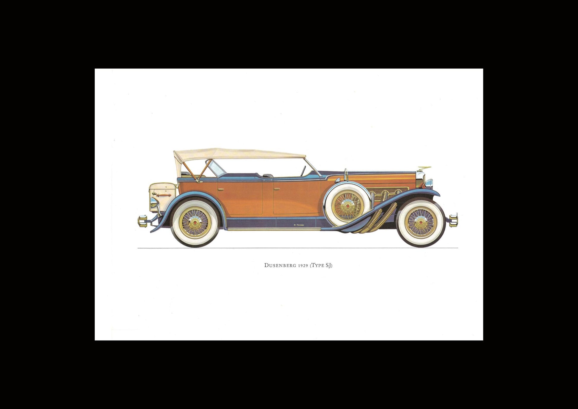1960s LARGE CLASSIC CAR Print - Dusenberg, 1929 - Classic Car Wall Art - Motor History - Car Gift - Nursery Art - 15.5 x 11.7 Inches