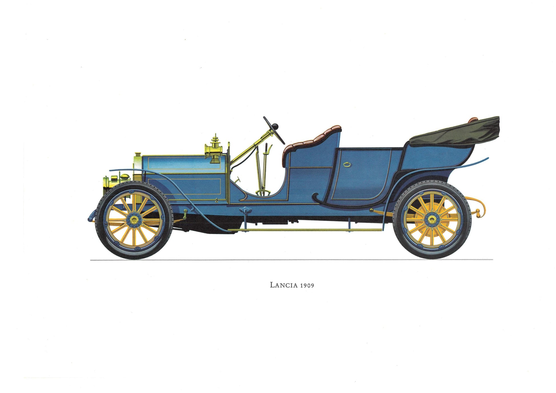 1960s LARGE CLASSIC CAR Print - Lancia 1909 - Classic Car Wall Art - Motor History - Car Gift - 15.5 x 11.7 Inches