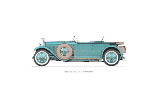 1960s LARGE CLASSIC CAR Print - Hispano Suiza, 1926 - Classic Car Wall Art - Motor History - Car Gift - Nursery Art - 15.5 x 11.7 Inches