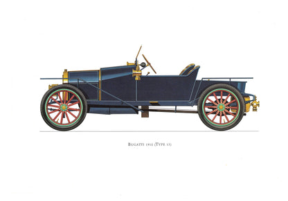1960s LARGE CLASSIC CAR Print - Bugatti 1910 - Classic Car Wall Art - Motor History - Car Gift - 15.5 x 11.7 Inches