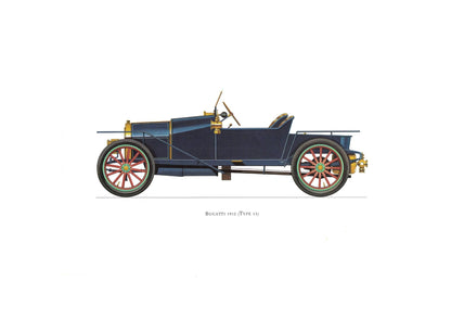 1960s LARGE CLASSIC CAR Print - Bugatti 1910 - Classic Car Wall Art - Motor History - Car Gift - 15.5 x 11.7 Inches