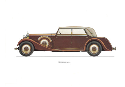1960s LARGE CLASSIC CAR Print - Maybach, 1936 - Classic Car Wall Art - Motor History - Car Gift - Nursery Art - 15.5 x 11.7 Inches