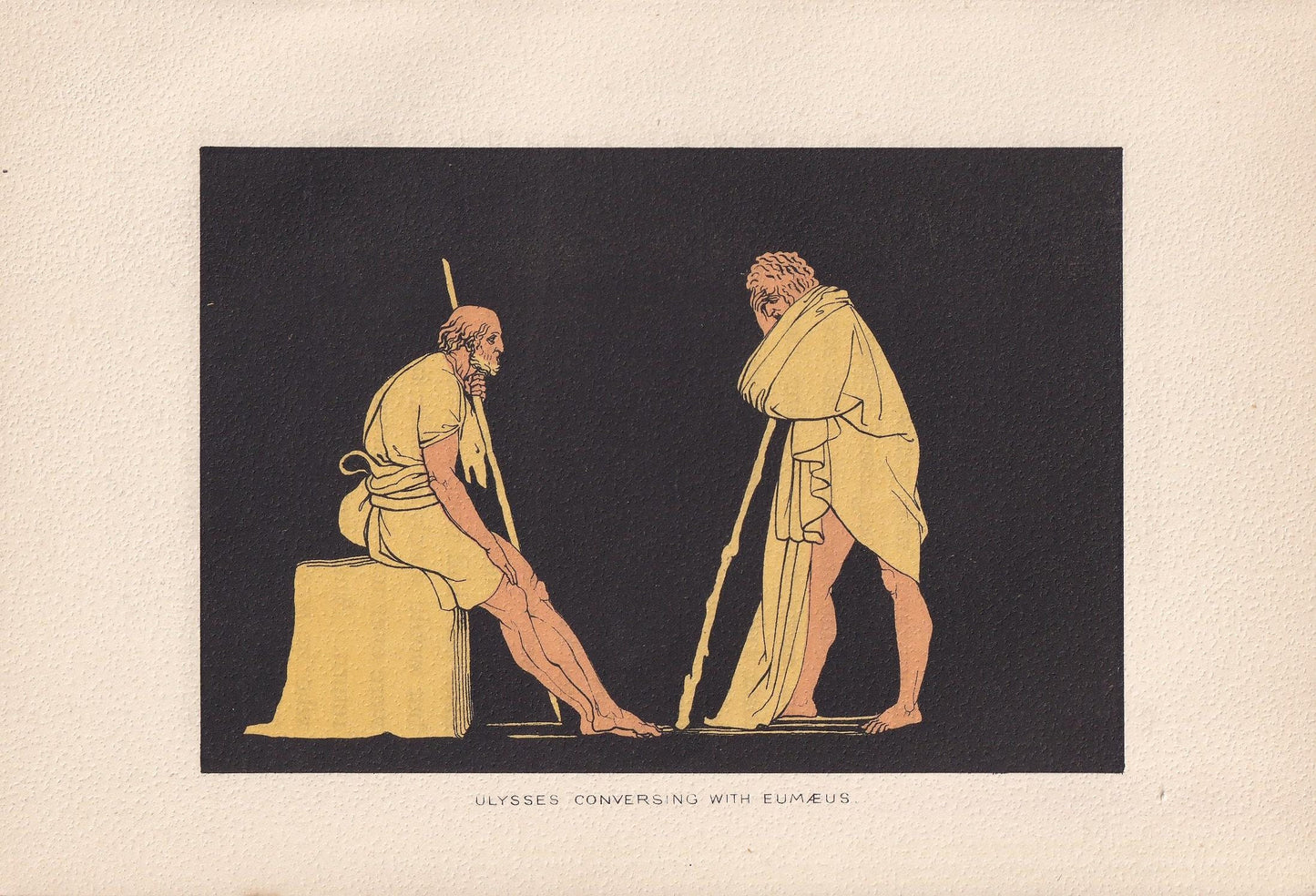 1880 ULYSSES & EUMAEUS Print - Greek Myths, Homer, the Odyssey Print - Mythology Wall Art - 7.5 x 5 Inches