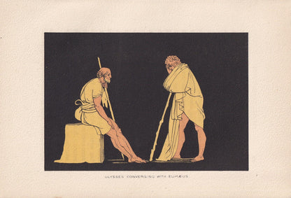 1880 ULYSSES & EUMAEUS Print - Greek Myths, Homer, the Odyssey Print - Mythology Wall Art - 7.5 x 5 Inches