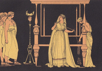 1880 PENELOPE SURPRISED By the SUITORS Print - Greek Myths, Homer, the Odyssey Print - Mythology Wall Art - 7.5 x 5 Inches