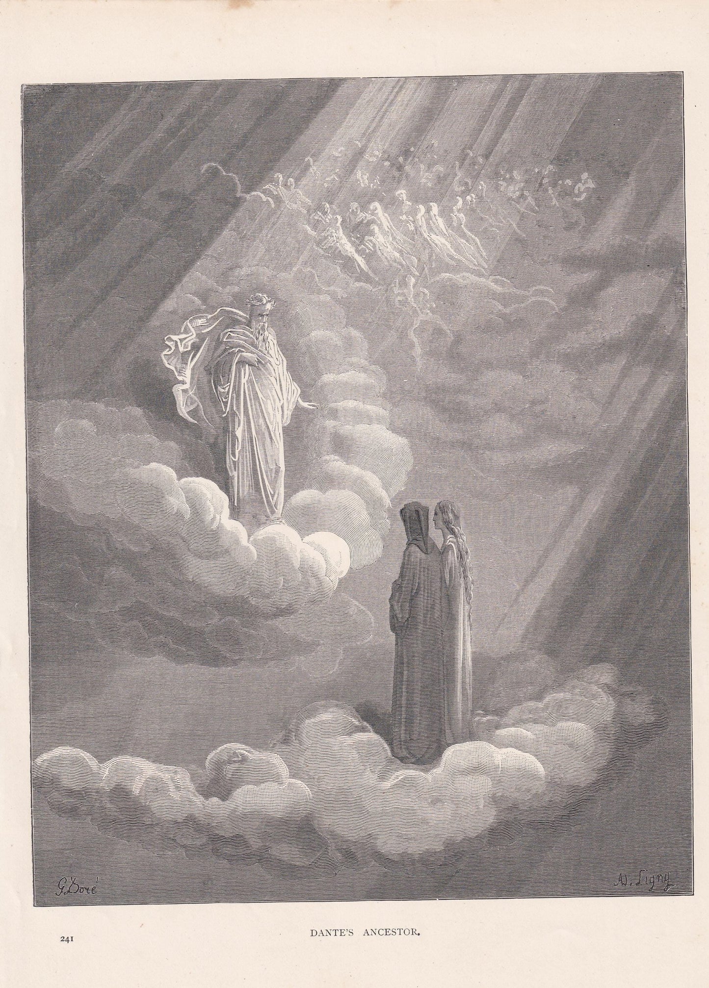 1870 GUSTAVE DORE Print - "Dante's Ancestor" - Dore Wall Art - Antique Dore Engraving - 8.5 x 12.2 Inches