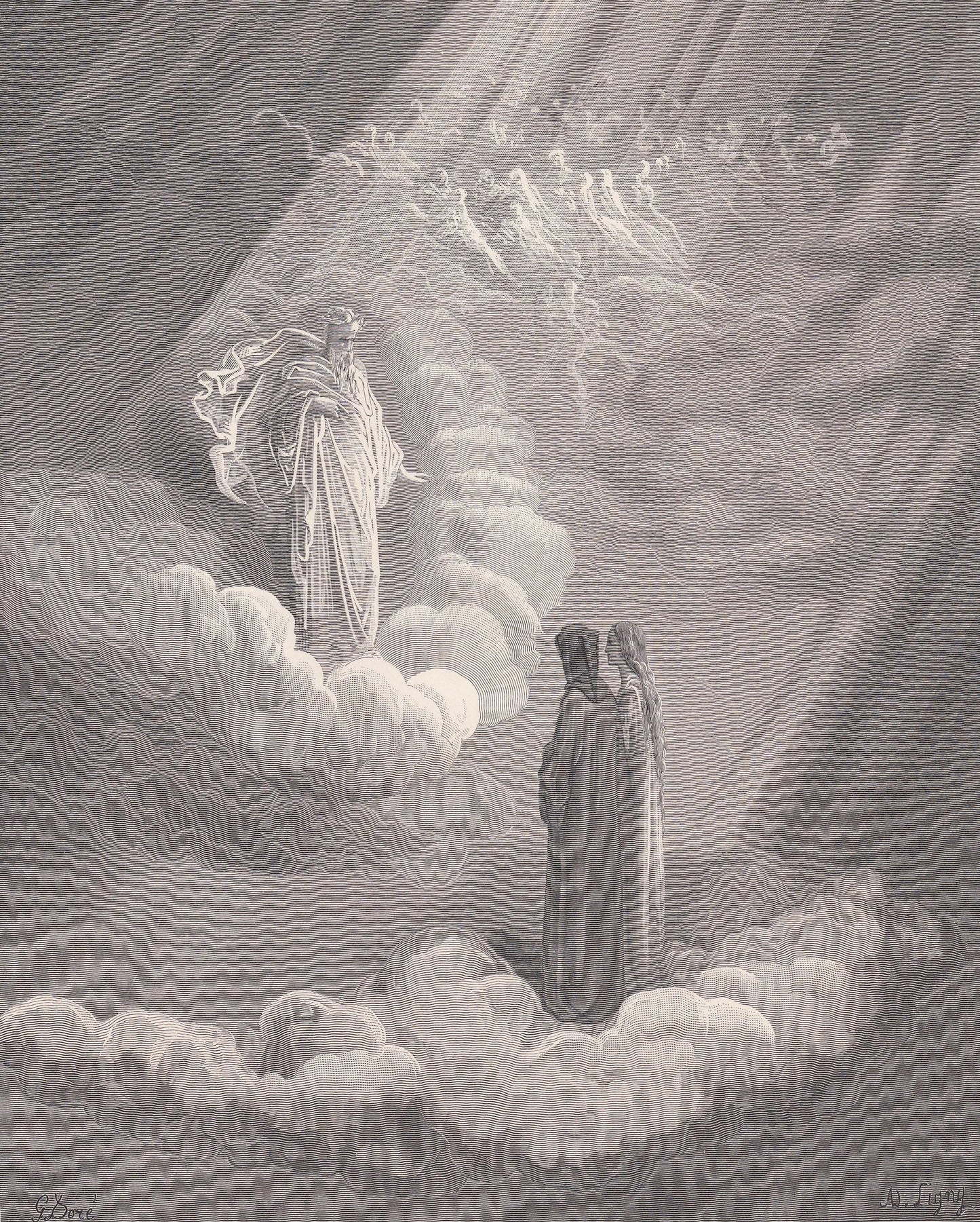 1870 GUSTAVE DORE Print - "Dante's Ancestor" - Dore Wall Art - Antique Dore Engraving - 8.5 x 12.2 Inches