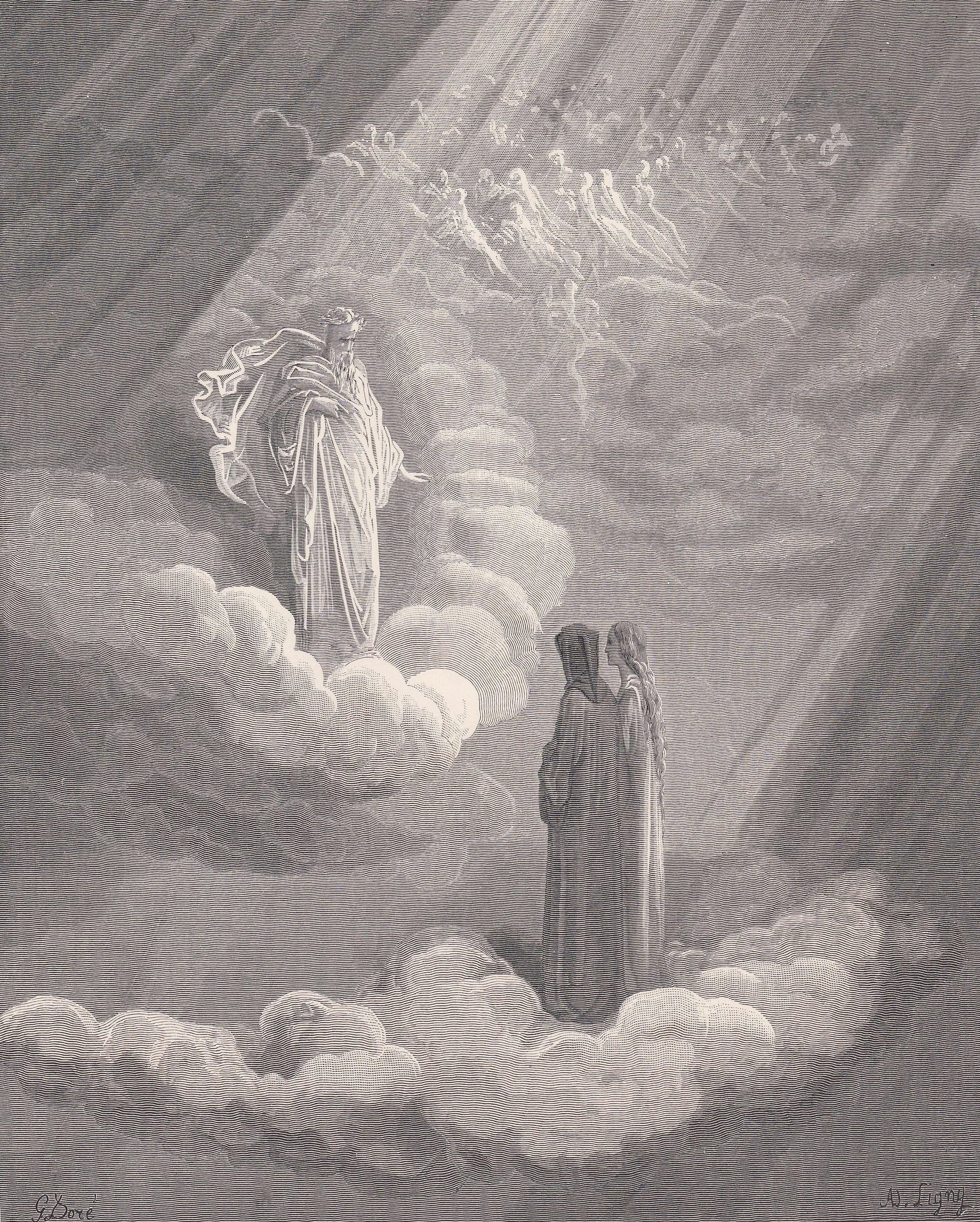 1870 GUSTAVE DORE Print - "Dante's Ancestor" - Dore Wall Art - Antique Dore Engraving - 8.5 x 12.2 Inches