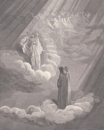 1870 GUSTAVE DORE Print - "Dante's Ancestor" - Dore Wall Art - Antique Dore Engraving - 8.5 x 12.2 Inches