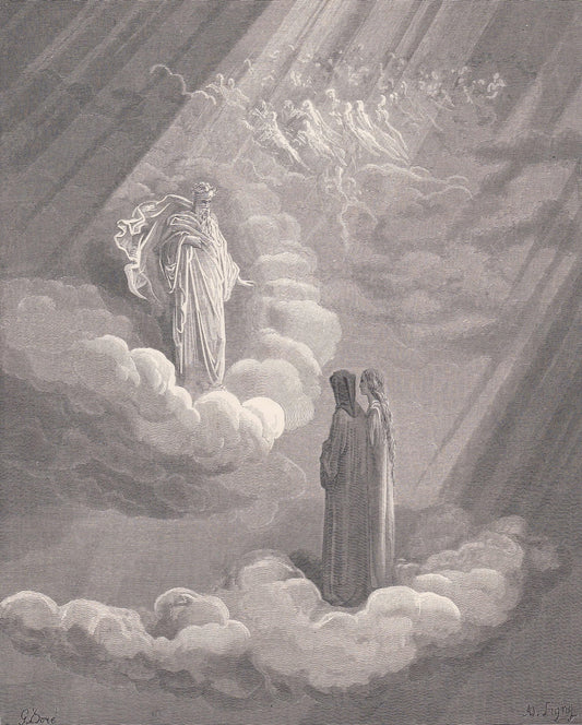 1870 GUSTAVE DORE Print - "Dante's Ancestor" - Dore Wall Art - Antique Dore Engraving - 8.5 x 12.2 Inches