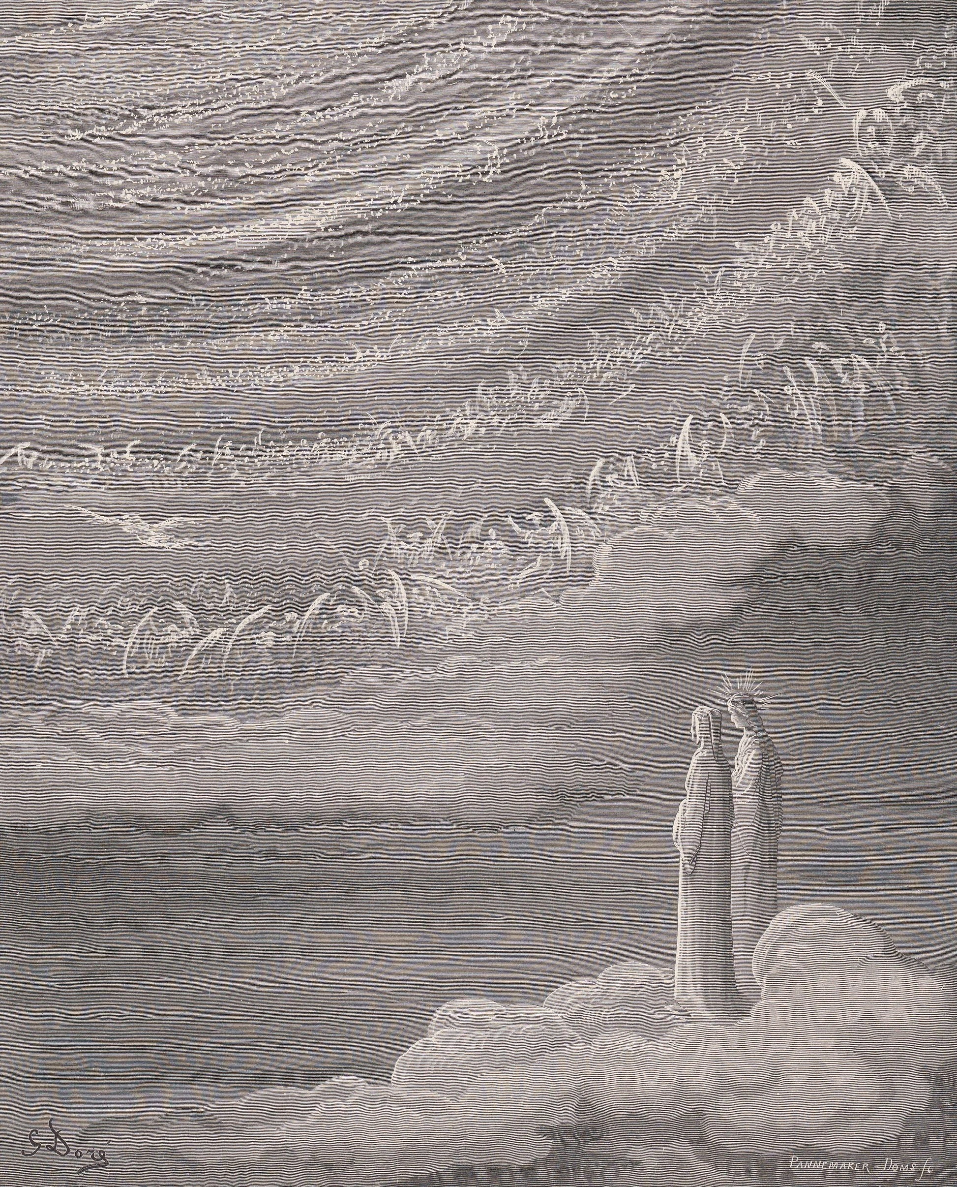 1870 GUSTAVE DORE Print - "The Ninth Heaven" - Dore Wall Art - Antique Dore Engraving - 8.5 x 12.2 Inches